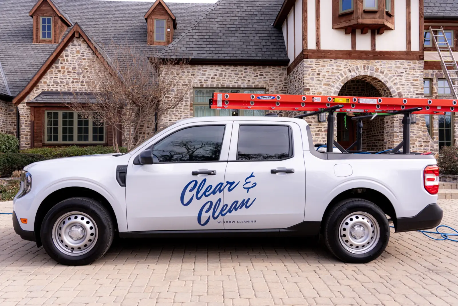 Clear & Clean service truck at a DFW home